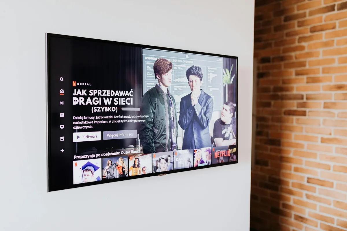 Smart TV in modern living room for IPTV streaming